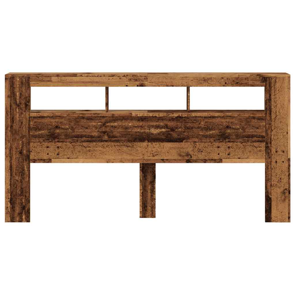 LED Headboard Old Wood 200x18.5x103.5 cm Engineered Wood